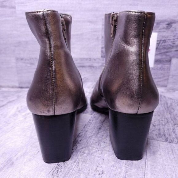 Sole Society Desiray Metallic Leather Block Heel Ankle Boot Champagne Women's 7 - Picture 6 of 10